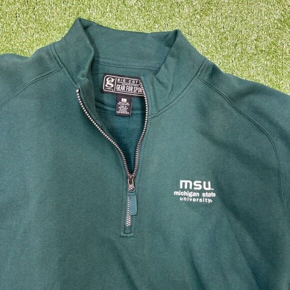 Vintage Michigan State University Qtr Zip Sweatshirt NCAA Size Large NWT - Picture 3 of 7
